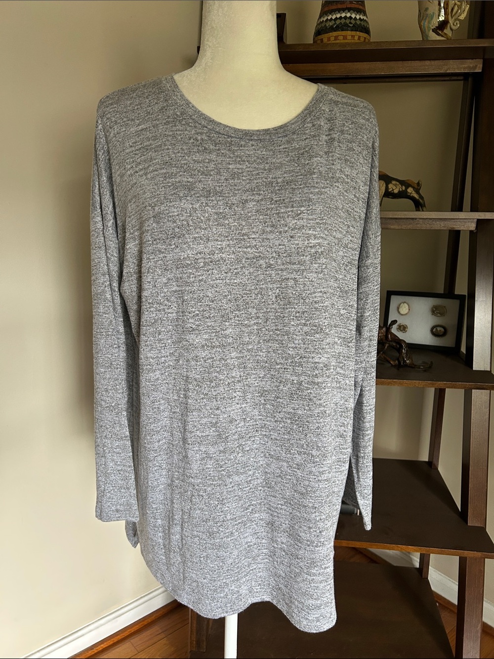 Market & Spruce Gray Heather Long Sleeve Tunic